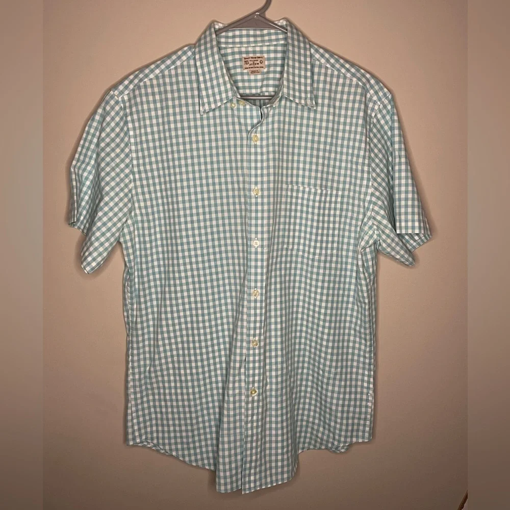 EUC - Men’s Quality Linen Tailored by J.Crew Plaid Shirt- Blue & White - Size: L